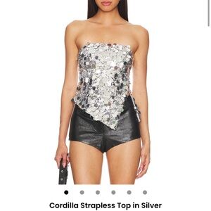 Revolve Cordilla Strapless Top in Silver